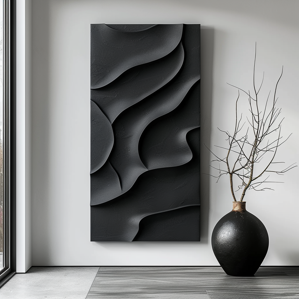 Black Wave: Parametric Wall Art | Multi Size Indoor Decorations